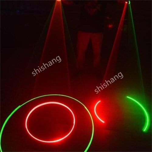 L830 Ballroom dance costumes 4 green heads laser gloves Disco dj party Laser vortex gloves Green red lighted gloves singer wear