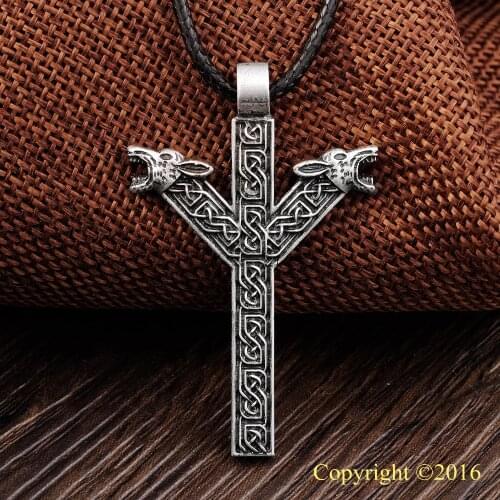 LANGHONG Elder Futhark Rune Pendant NECKLACE ALGIZ Rune Yggdrasil Viking Amulet PENDANT Runic Nordic Talisman Pendant Necklace