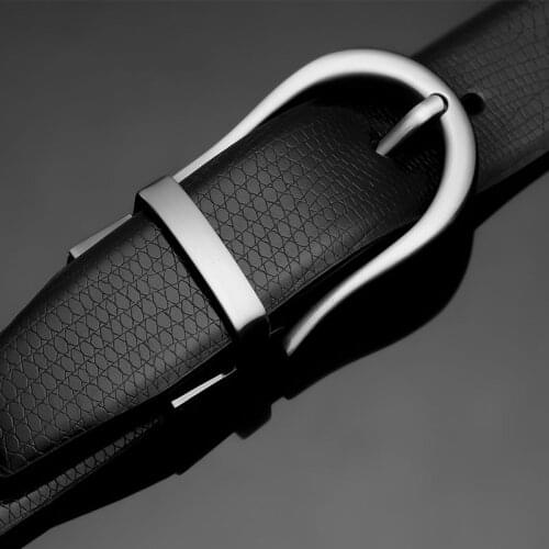 Mens Youth Business Casual Leather Belt Mens Trendy Denim All-Match Revolving Pin Buckle Double-Sided Leather Trousers Belt