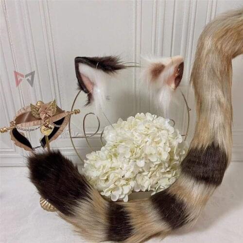 MMGG New two color milk cats wolves fox ears Hair Hoop custom made haipin set for girl women costume accessories