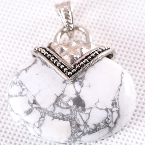 Necklace Pendant 40x40MM Oval CAB Cabochon Natural Stone White Howlite Bead Jewelry Gift 1Pcs K1178