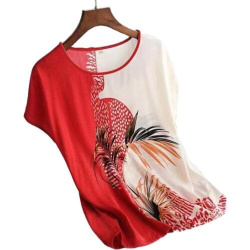 Plus Size Summer T-shirt Fashion Vintage Floral Print Short Sleeve Women Round Neck Casual Loose T Shirt Dating Tee Tops