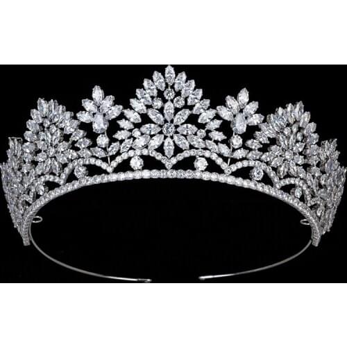 Tiaras and Crown HADIYANA Vintage Elegant Bridal Wedding Hair Accessories Party Headband High Qualtity Zirconia BCY8935 Corona