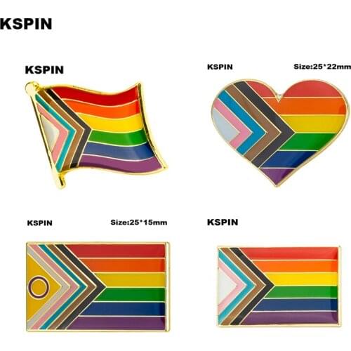 Progress Pride Flag Brooches Lapel Pin Flag badge Brooch Pins Badges