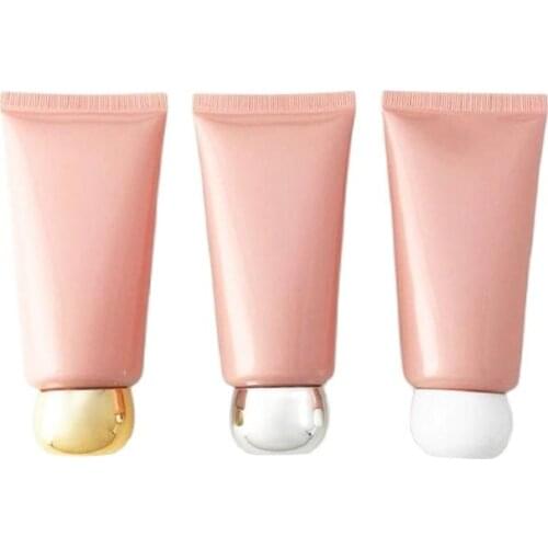 Empty Shiny Pink Skin Care Sunscreen Facial Cleanser Plastic Bottle Screw Cap 60ml Cosmetic Squeeze Packaging Tube 30pieces