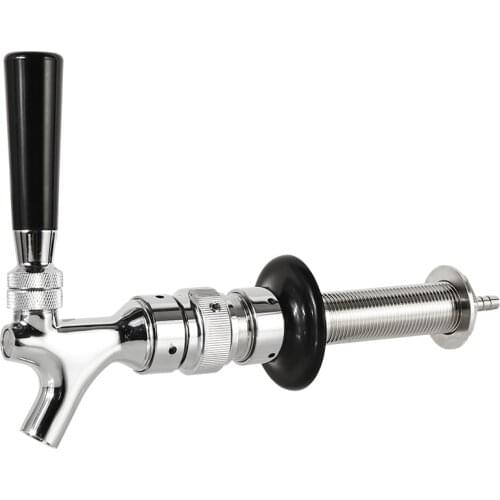 Adjustable American Beer Faucet with 4 Inch Nipple Shank, Draft Beer Taps with Flow Control Adapter Suitable for Wall Mounted