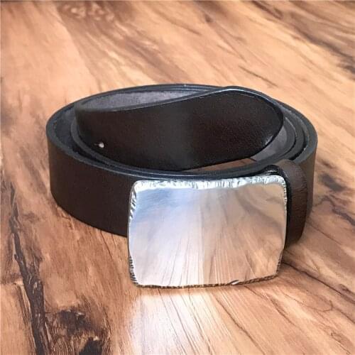 Luxury Metal Belt Buckle Thick Genuine Leather Men Belt Cinturon Hombre Male Leather Belt Men Ceinture Homme Waist Belt MBT0499