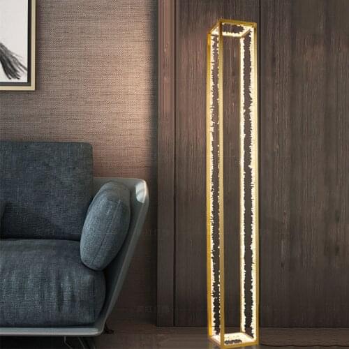 Modern Gold Steel Crystal Floor Lamp Bar Villa Hotel Home Living Room Bedroom Art Standing Light Suspension Lamps FA211
