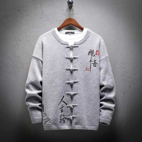 New MenS Sweaters Autumn Winter Warm Retro Cardigan Costumes Man Casual Knitwear Sweatercoat Male Printed Clothes KK3008