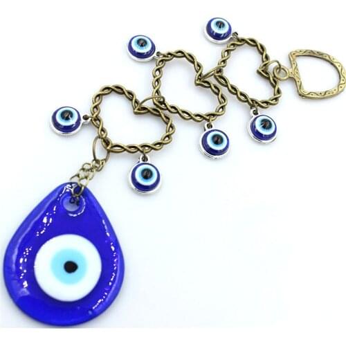 Turkish Blue Eyes Ornaments Town House Alloy Glass Evil Spirit Indoor Peach Heart Pendant 4*5CM Wall Hangings
