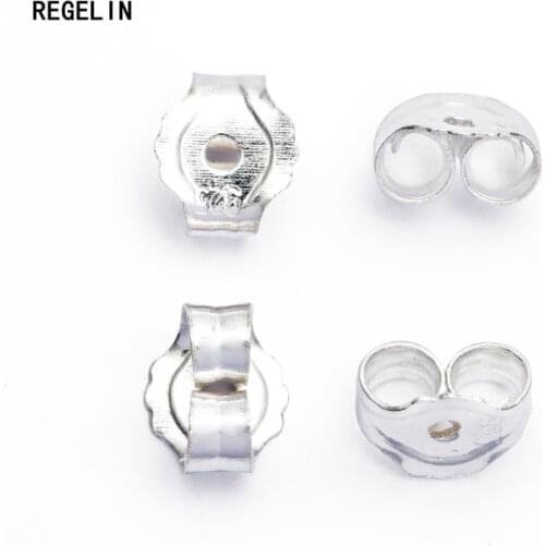 REGELIN New 10pcs 4x4.5mm 925 Silver Butterfly Earrings Back Fit Stud Earrings Clasp Stopper DIY Earring Jewelry Making Findings