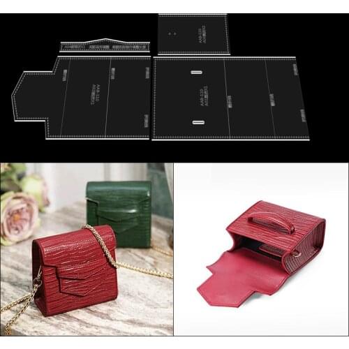 Ladys Leather Square Bag Acrylic Pattern Shoulder Bag Template Mold Leather Bag Design Drawing DIY Leather Craft Sewing Stenci