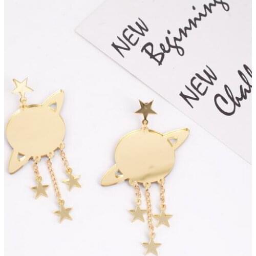 2018 New Fashion Acrylic Jewelry Personality Gold Universe Star Women Long Drop Earrings Night Club Dangle Star Earrings