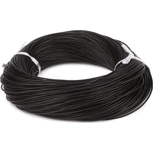 100m Cowhide Leather Cord 1/1.5/2mm Leather Jewelry Cords Ropes Strings Jewelry DIY Making Necklaces Bracelets Round Black