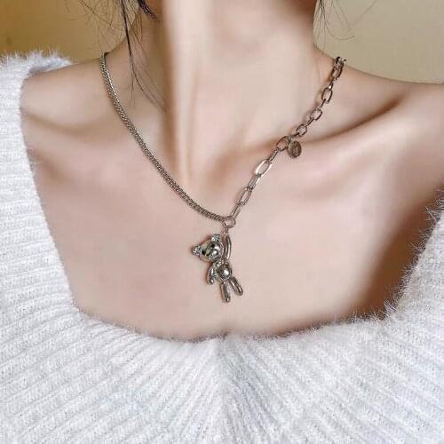 12pcs/lot Trendy Exquisite Little Bear Shiny Zircon Pendant Necklace for Women Designer Luxury Creativity High Quality Jewelry