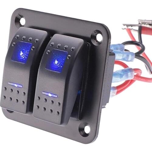 2 Gang Rocker Switch Panel Waterproof LED Marine Boat Switch Panel For Truck Boat Car Toggle Switch