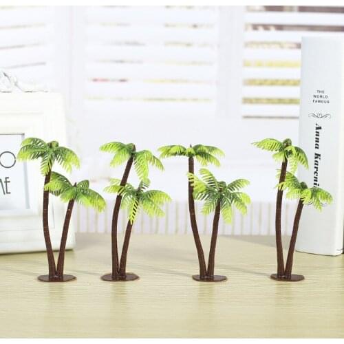 5pcs 13cm Plastic Coconut Palm Tree Sand Table Miniature Plant Pots Bonsai Craft Micro Landscape DIY Party Decoratuin