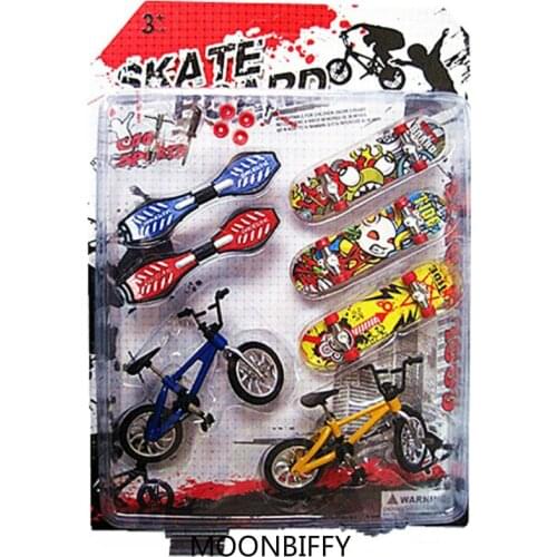 7PCS/Set Mini Fingerboard finger skateboard and bmx bike toy for children kids skate boards scooter FSB fun Novelty bicycle gift