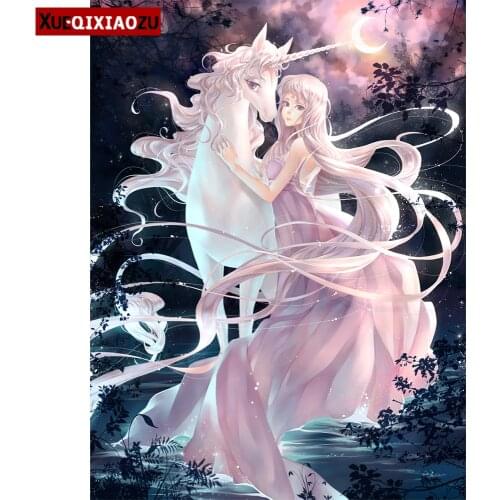 Diy Diamond Embroidery Paintings Unicorn and Girl Fairy Tale Cartoon Cross Stitch Full Square/Round Home Decoration New Arrivals