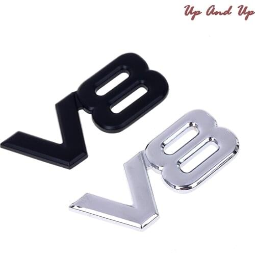 Auto Metal Alloy 3D V8 Logo Badge Decal Chrom Side Wing Emblem Sticker Car