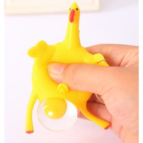 Cute Chicken Egg Laying Hens Crowded Stress Ball Keychain Creative Funny Spoof Tricky Gadgets Toy Chicken Keyring Key Chains