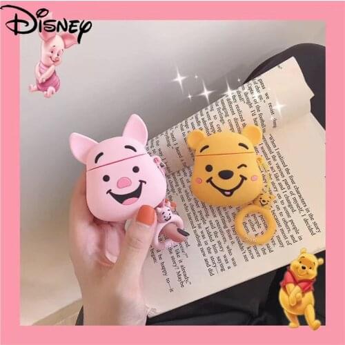 Disney Pooh bearwireless earphone cover suitable for iPhone airpods1/2 couple silicone earphone shell bluetooth-compatible