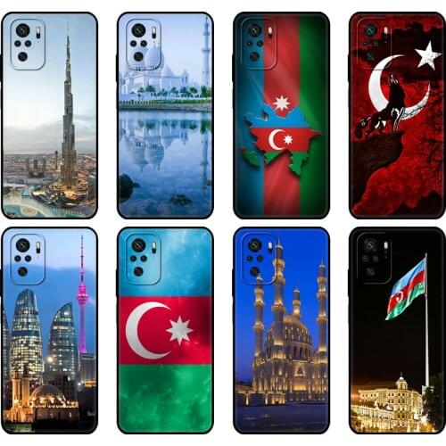 Black tpu Case For Xiaomi Redmi 9T Case Redmi Note 9T Note 10 5G 4G Pro 10S Case Azerbaijan buta flag
