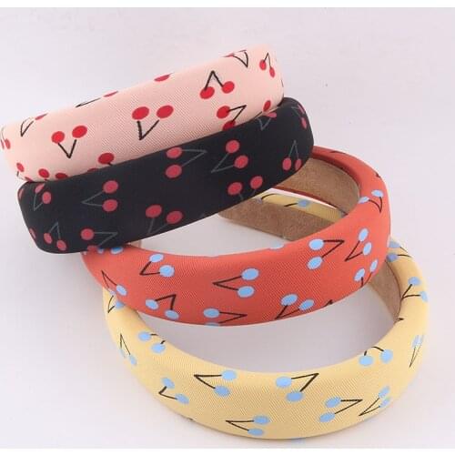 Floral sponge headband New Fashion Simple Cherry Milk Silk Cloth Sponge Headband Girl Beach Party Travel Gift Hair 906
