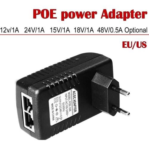AC 110V-240V to DC 12V 15V 18V 24V 48V 0.5A 1A POE Power Supply Over Ethernet Injector POE power Adapter EU/US Optional