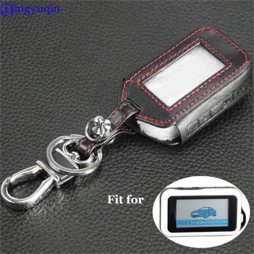Jingyuqin Leather Key Cover For Starline E90 E91 E60 E61 E62 LCD Remote Control Only Two Way Car Alarm Keychain Case