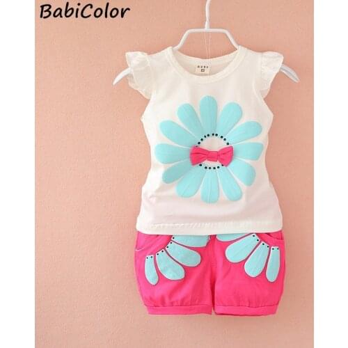 BibiCola 2020 toddler baby girls summer clothing sets flower 2pcs girls summer clothes set kids sport suit tracksuit sweatshirt