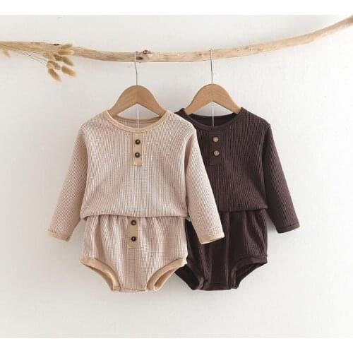 Melario Baby Girls Clothes Set Spring Casual Baby Boys Clothing Solid Color Long Sleeve Tops and Shorts 2Pcs for Baby Clothes
