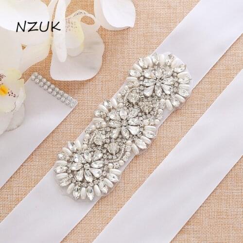 Silver Rhinestones Bridal Belt Crystal Pearls Ribbons Wedding Sash For Bridal Bridesmaids Dresses ZZY203S