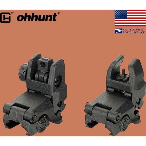 Ohhunt Hunting AR 15 M16 Front Rear Sight Set Rapid Transition Polymer Flip up Sights with Picatinny Rail for 1913 Handguards