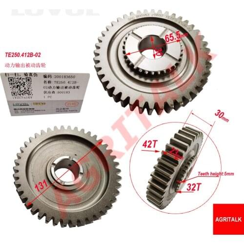 Driven gear for PTO of Lovo TE25 series tractor, part number: TE250.412B-02