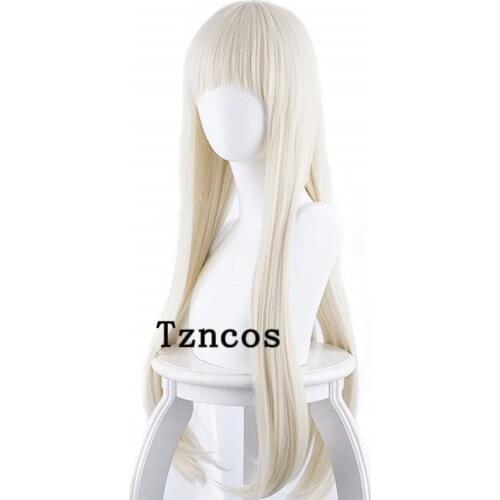 Tzncos Straight White Long Wig Heat Resistant Synthetic Hair