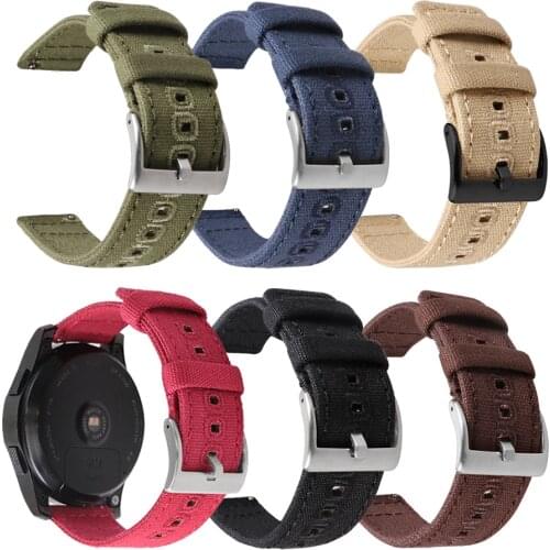 18mm 20mm 22mm Nylon Canvas Wrist Band Bracelet Strap for Samsung Galaxy Watch 3 42/46mm Active 2 Huawei GT 2/2e Amazfit GTS 2