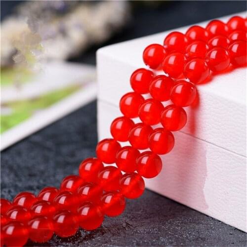 RONGQING 1String Red Chalcedony Beads Red Stone Loose Beads for Bracelet and Necklace Earrings Hand Made