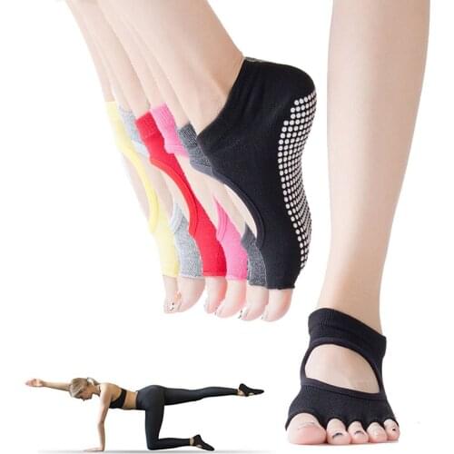 Toeless Non Skid Sticky Grip Yoga Socks for Women Anti Slip Lady Gym Fitness Sports Pilates Professional Dance Sock