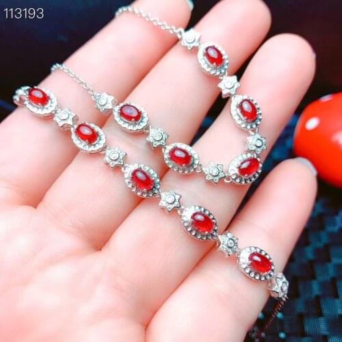 Most Popular Ruby Bangle Bracelet Solid S925 Sterling Silver For Women Color GemFine Jewelry