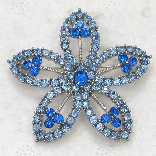 Blue Rhinestone Flower Pin brooches C817 B