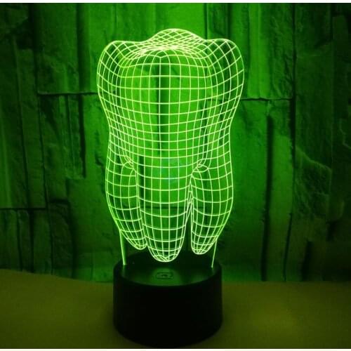 Teeth Type Colorful 3D Led Lamp 3D Tooth Gradient Light Dental Clinic Artwork Artware Dental Shows Birthday Christmas Gift