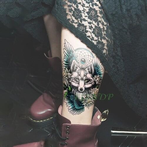 Waterproof Temporary Tattoo Sticker Wolf Animal angel Wing Fake Tatto Flash Tatoo Arm leg Body Art tattoos for Men Girl Women