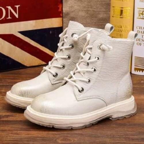 DOGEEK Waterproof Girls Martin Boots Winter New Fashion Children Plus Velvet Leather Boots Boys Boots British Wind Short Boots