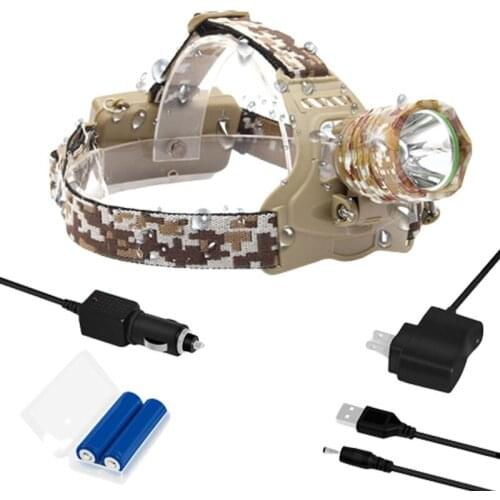 Waterproof LED Headlamp Powerful T6 Camouflage Headlight 3 Modes Rechargeable Camping Hiking Fishing Light Using 18650 Battery