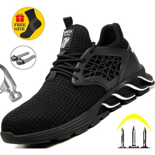 High Quality Work Sneakers Men Indestructible Safety Shoes Men Steel Toe Shoes Work Boots Men Puncture Proof Industrial Shoes