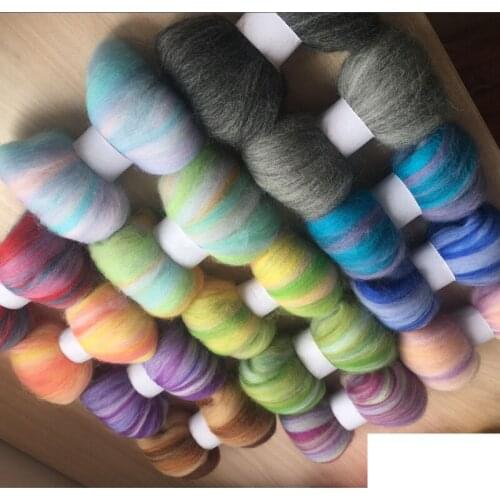 Wfpfbec DIY wool roving 140g each 10g mix color wool fiber 10g/14pcs/lot free shipping
