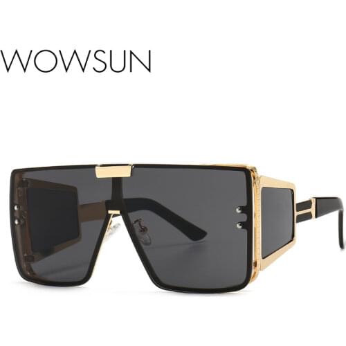 WOWSUN Fashion Oversized Sunglasses Women 2021 Luxury Brand Designer Square Sunglasses Woman High Quality Metal Punk Sun Glasses
