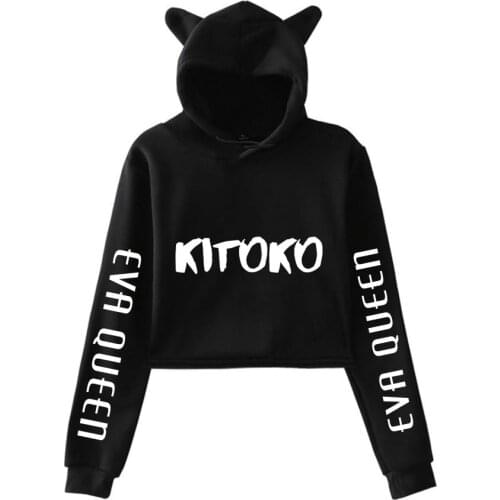 Funny Trendy Eva Queen Cat Ear Hoodies For Teen Girls Print Stars Beautiful Sexy Short Hoodies Sweatshirts Slim Clothes Harajuku