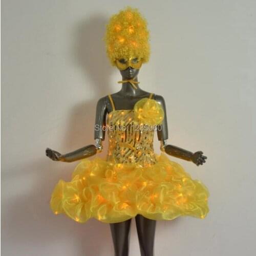 Women led dance costume LED ballet dress LED light Skirt yellow LED Tutu